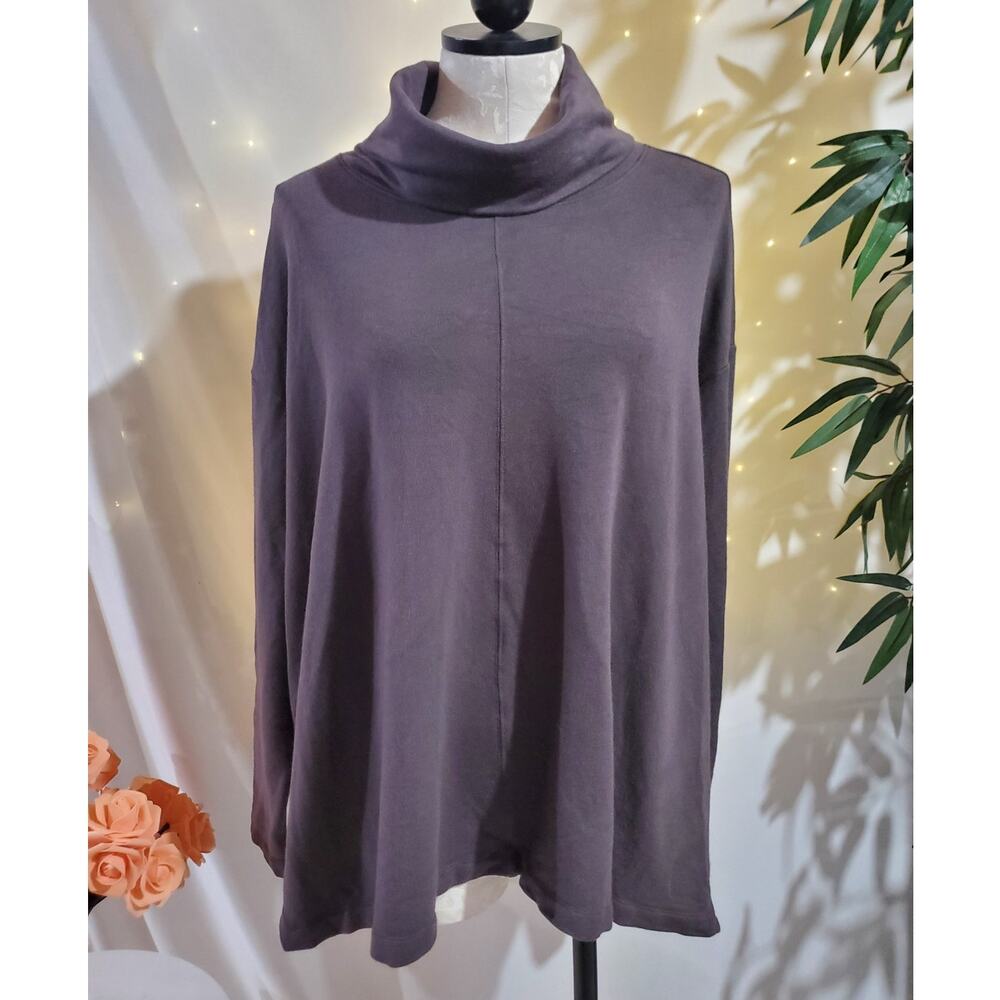 Athleta Ethereal Brushed Funnel Neck Oversized Pullover Women Size M Shale Brown